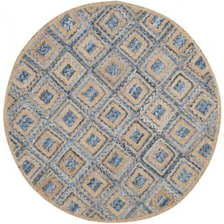 Safavieh 4 x 4 ft. Contemporary Cape Round Rug; Natural & Blue CAP354A-4R